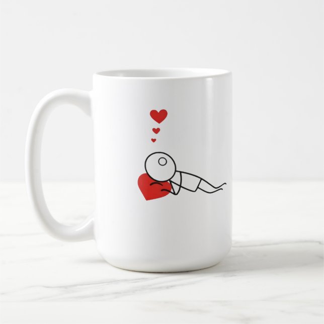 Caneca De Café Minimalist Love Stickman Heart Graphic Tee (Esquerda)