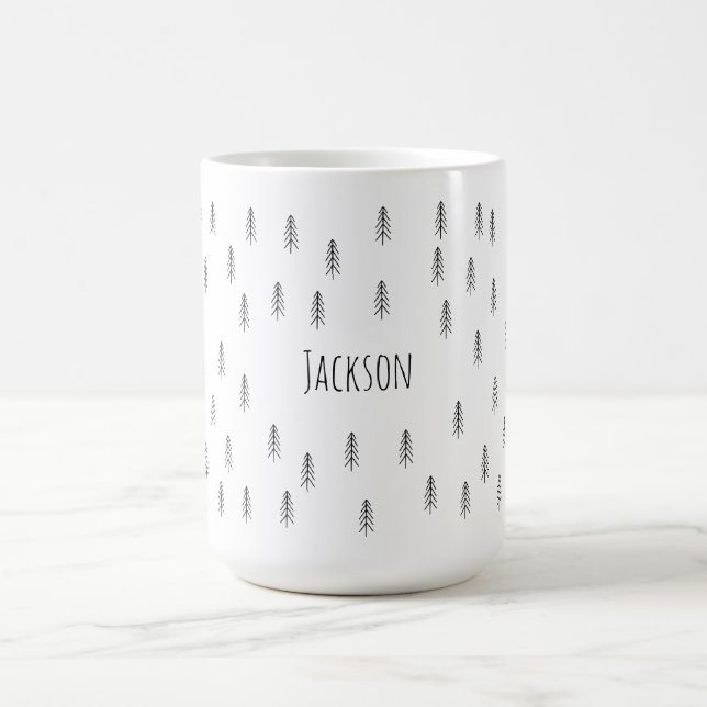Caneca De Café Minimalist Modern Black and White – Custom Coffee  (Centro)