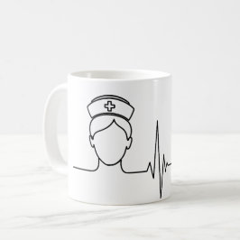 Caneca De Café Minimalist Nurse Heartbeat Line Art Mug