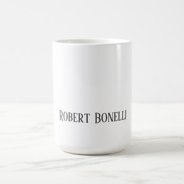 Caneca De Café Minimalist Plain Black & White Modern Plain (Centro)