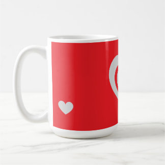 Caneca De Café Minimalist Red Mug with Heart Pattern