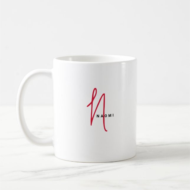 Caneca De Café Minimalist Script | Custom Monogram and Name (Esquerda)