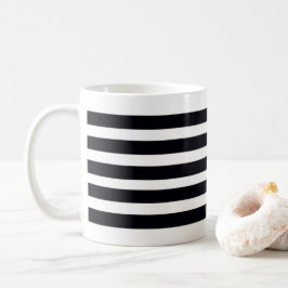 Caneca De Café Minimalista Chic Clássico Listras Pretas e Brancas