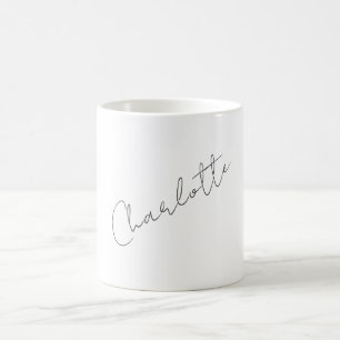 Caneca De Café Minimalista Elegante Clássico Nome Profissional