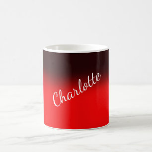 Caneca De Café Minimalista Elegante Clássico Nome Vermelho Profis
