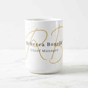 Caneca De Café Minimalista Exclusivo Moderno Monograma Cor Dourad
