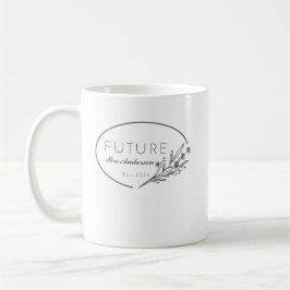 Caneca De Café Minimalista Floral Futuro Sra. Est 2026 Casamento