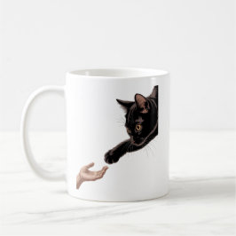 Caneca de Café Minimalista Gato Preto e Conexão Hu