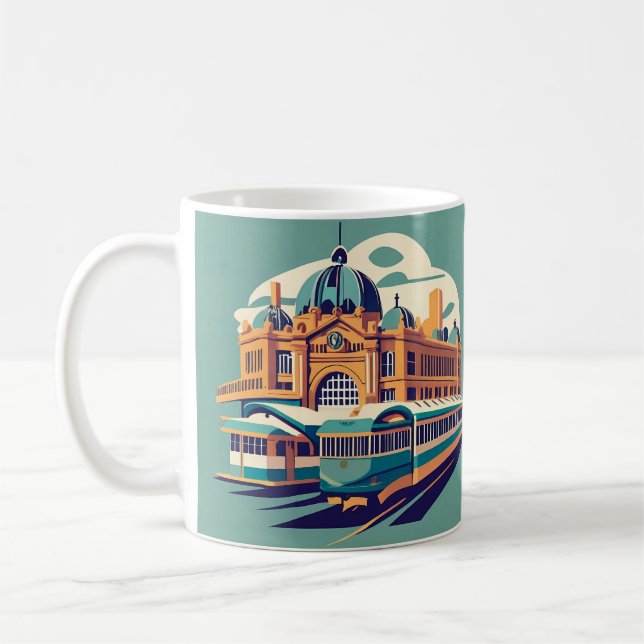 Caneca De Café Minimalista Melbourne Austrália pintando lembrança (Esquerda)