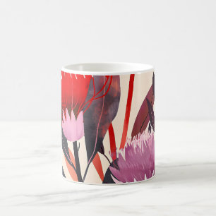Caneca De Café Minimalista Moderno Boho Floral Botânico