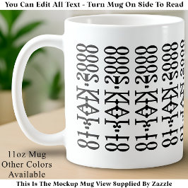 Caneca De Café Minimalista Moderno Data Mensagem Oculta Personali