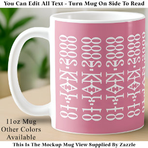 Caneca De Café Minimalista Moderno Data Mensagem Oculta Rosa Pers