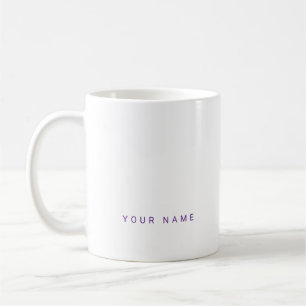 Caneca De Café Minimalista Moderno Nome Personalizado, Texto e Fo