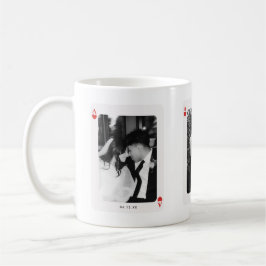 Caneca De Café Minimalistic Ace of Hearts Couple 3-Photos Custom