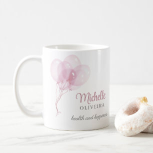 Caneca De Café Mínimo Birthday Pink Ballons Mug para Ela