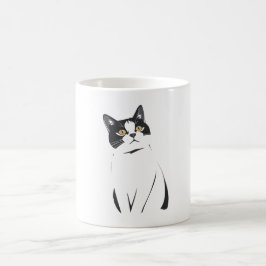 Caneca De Café Mínimo Cat Line Art Mug - Elegante e Moderno F