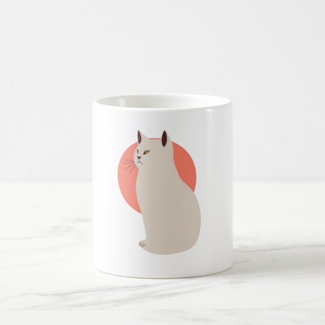 Caneca De Café Mínimo Cat Line Art Mug - Elegante e Na moda Gi (Centro)