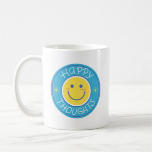 Caneca De Café Mínimo Cheerful Vibrant Smilhando Face Amarela