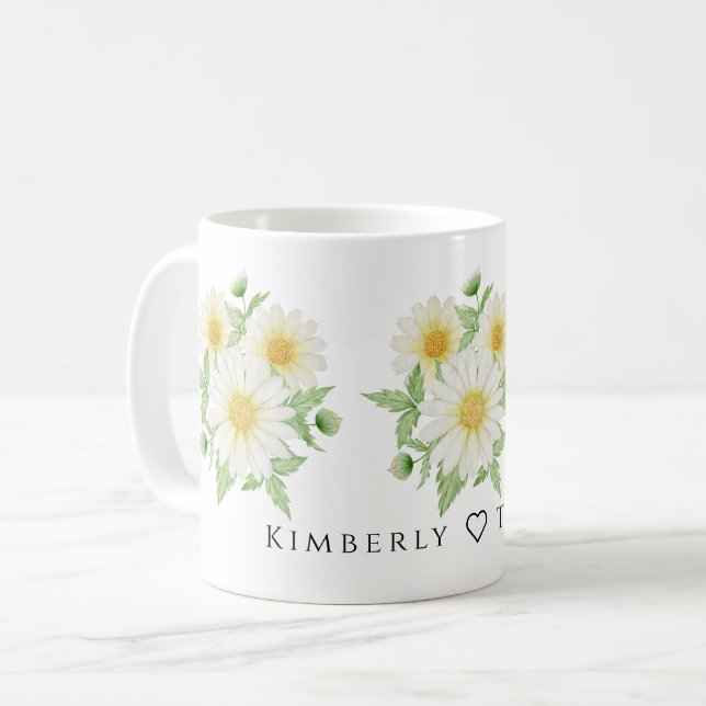 Caneca De Café Mínimo de Cama de Flores Botânicas (Frente Esquerda)