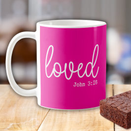 Caneca De Café Mínimo de citação de amor cor-de-rosa brilhante