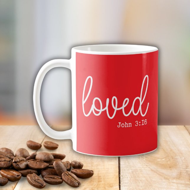 Caneca De Café Mínimo de citação do Red Love Faith (Criador carregado)