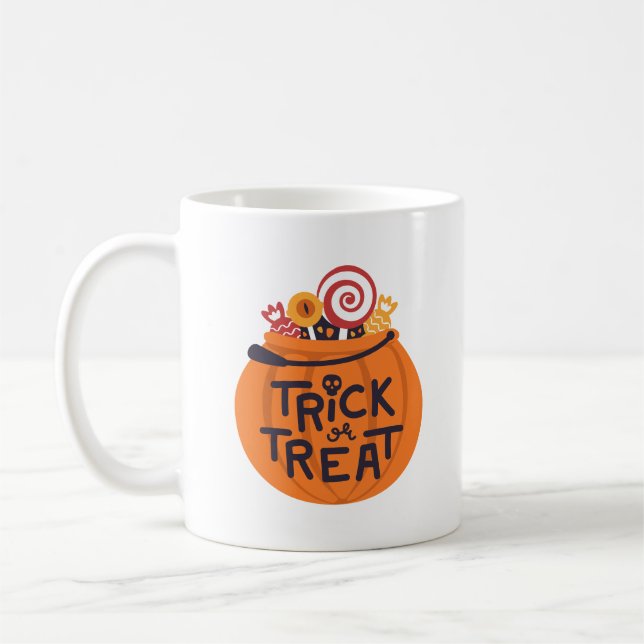 Caneca De Café Mínimo de Feliz Halloween Brilhante Joy (Esquerda)