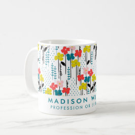 Caneca De Café Mínimo de Flores Modernas de Café