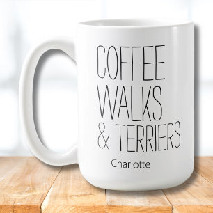 Caneca De Café Mínimo de nomes para caminhadas e terriers de café