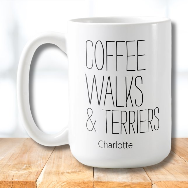 Caneca De Café Mínimo de nomes para caminhadas e terriers de café (Criador carregado)