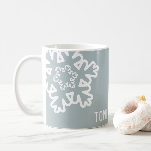 Caneca De Café Mínimo de Snowflakes Mug (Com Donut)
