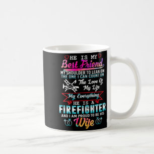 Caneca De Café Mínimo Meu marido bombeiro eu sou orgulhosa sua es
