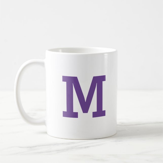 Caneca De Café Mínimo Moderno Clássico Roxo - Letra Inicial (Esquerda)