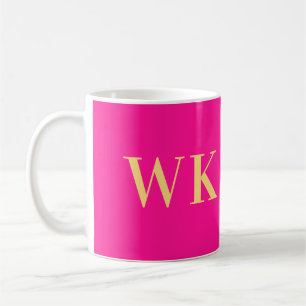 Caneca De Café Mínimo Moderno Monograma Rosa Quente