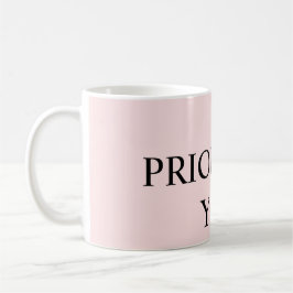 Caneca De Café Mínimo Priorizar Você Citação rosa pastel