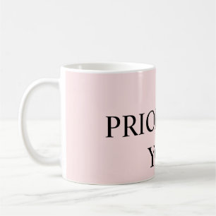 Caneca De Café Mínimo Priorizar Você Citação rosa pastel