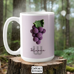 Caneca De Café Mínimo Roxo Vovó Chic Crochet Nome