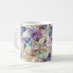 Caneca De Café Mint Aqua Blue Purple Butflies