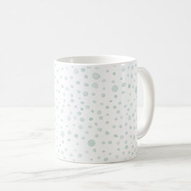 Caneca De Café Mint Confetti Watercolor Dots Classic Mug (Frente Esquerda)