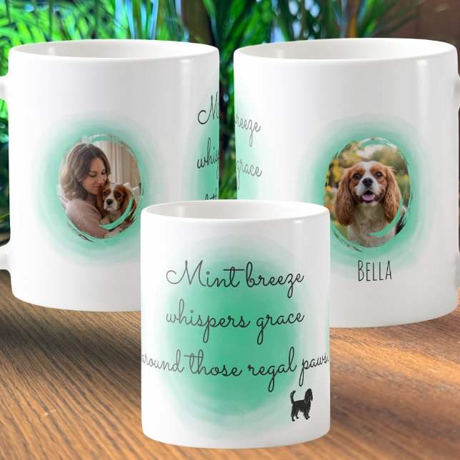 Caneca De Café Mint Green Cavalier King Custom Photo (Criador carregado)