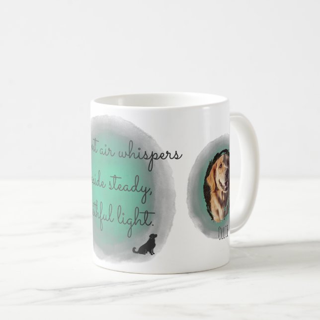 Caneca De Café Mint Green Golden Retriever Personalized Photos (Frente Esquerda)