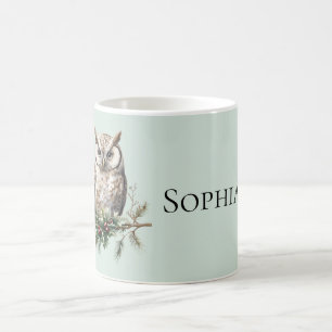 Caneca De Café Mint Green Rustic Owl