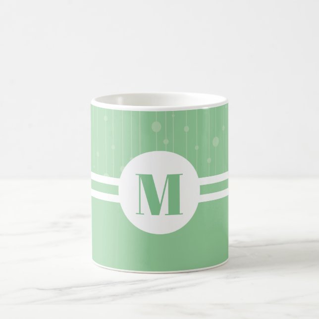Caneca De Café Mint green stripes monograma pastel (Centro)