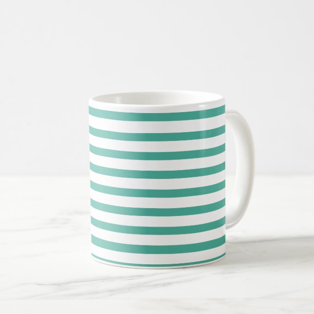 Caneca De Café mint green & white stripes (Frente Esquerda)