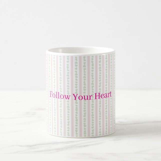 Caneca De Café Mint hearts Pink Stripes (Centro)