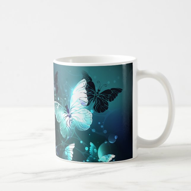 Caneca De Café Mint Night Butterflies (Direita)