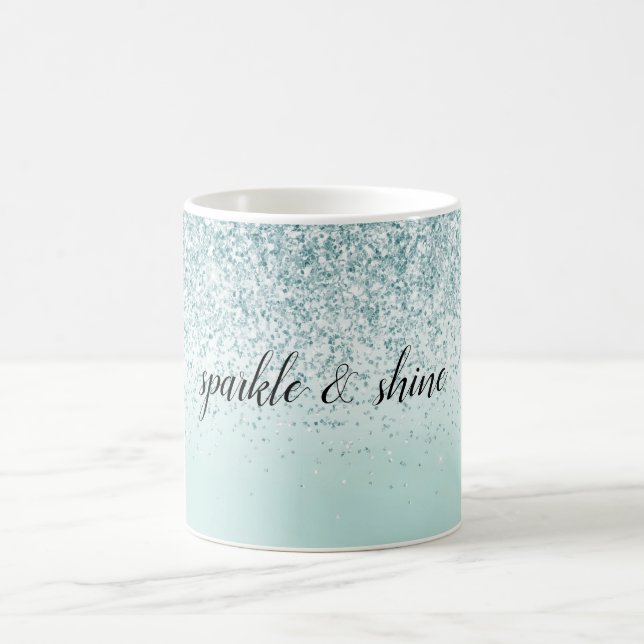 Caneca De Café Mint Ombre Glitter personalizado (Centro)
