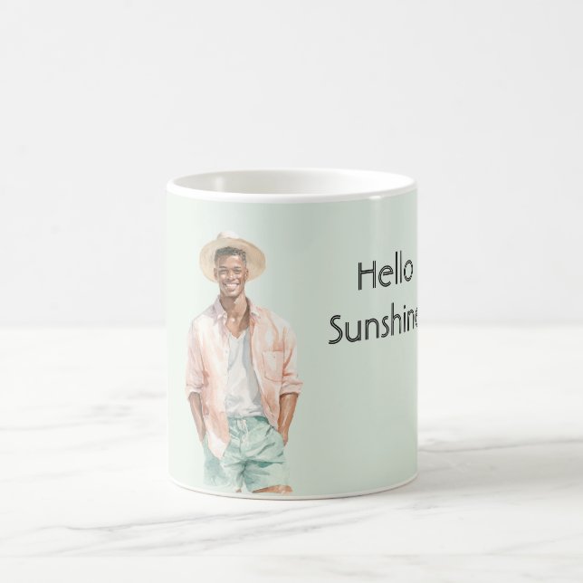 Caneca De Café Mint Peach Hello Sunshine Black Man  (Centro)