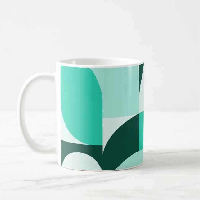 Caneca De Café Mint Teal Geometric Composition (Esquerda)