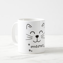 Caneca De Café Miow Cat Face Feliz Felina Mug
