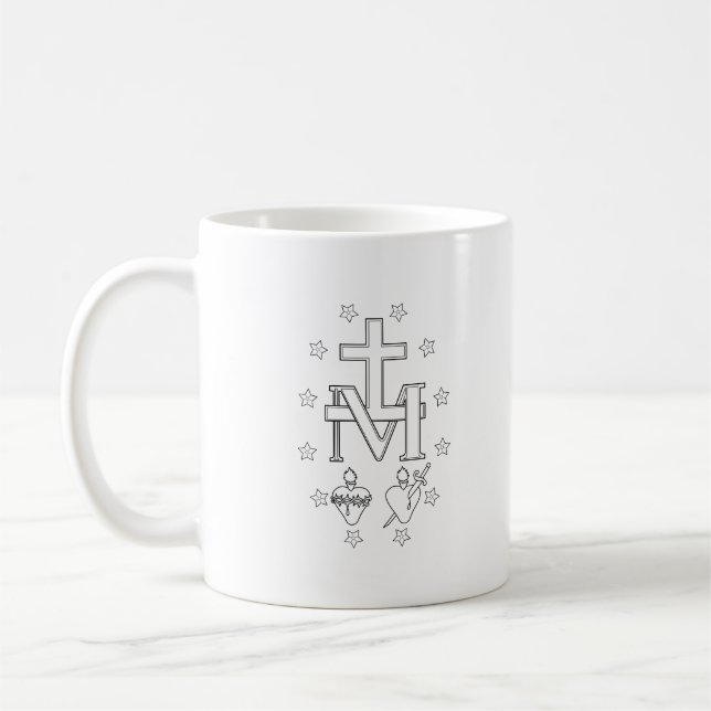 Caneca De Café Miraculous Medal (Rear Image) Coffee Mug (Esquerda)